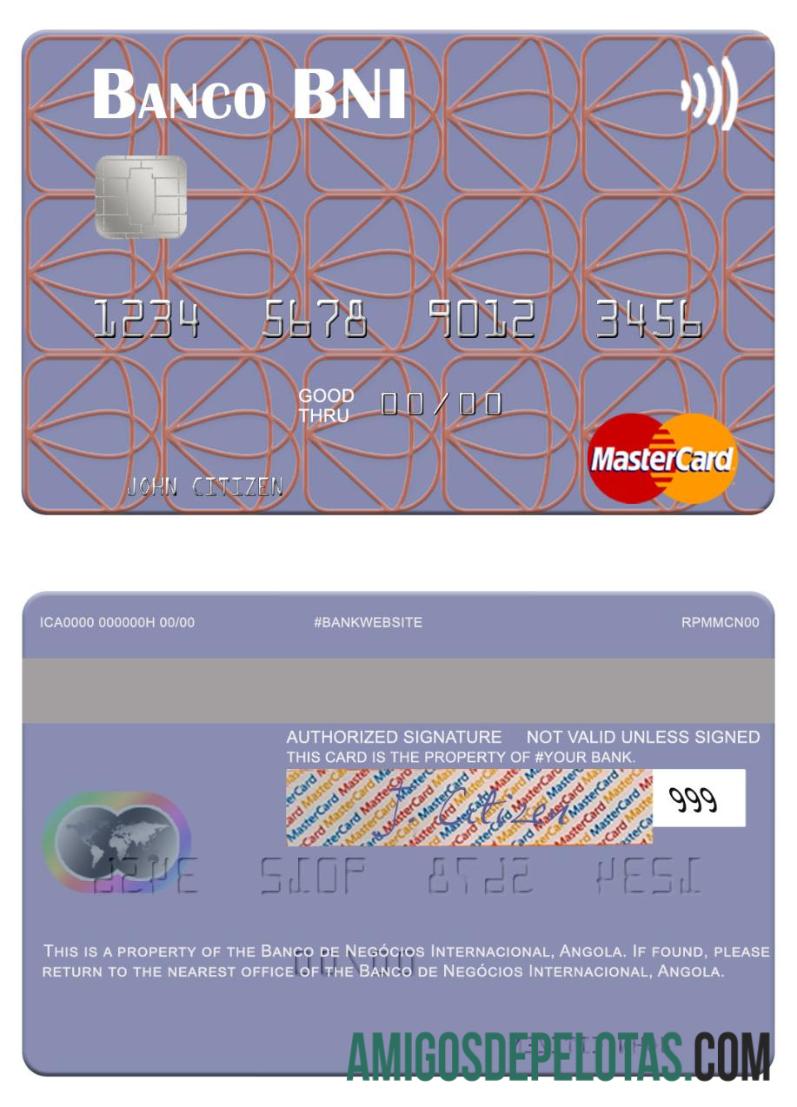 Angola Banco De Negócios Internacional Mastercard modelo